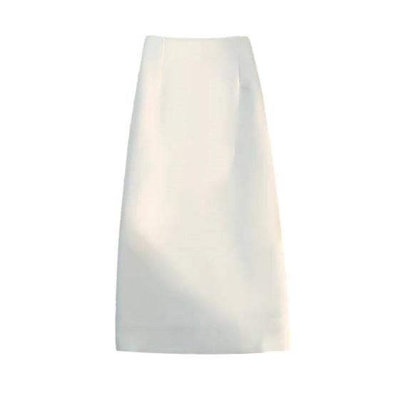 Women Suit Skirt A-Line Style High-Waisted Design Midi Skirt Back Slit