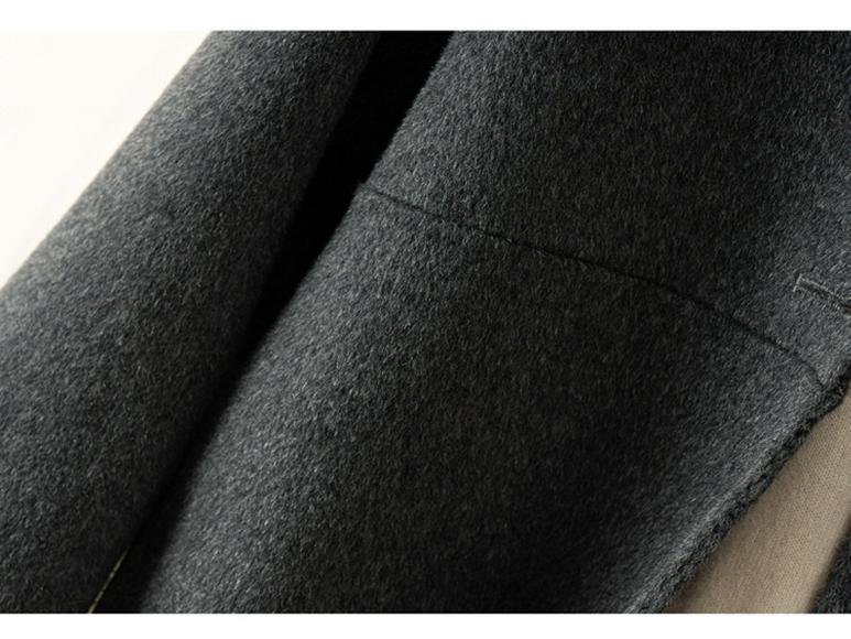 Женское двустороннее пальто из шерсти и кашемира с лацканами - 2025 Осень/Зима Маленький выпуск