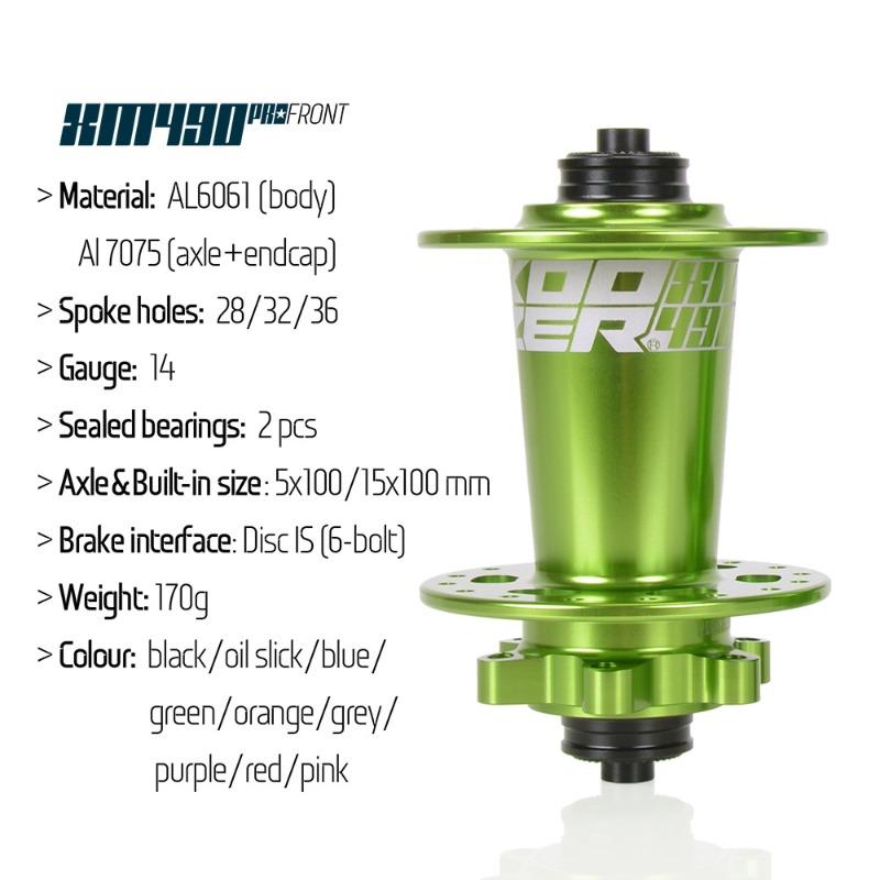Передняя втулка Koozer Xm490Pro 32 отверстия 15X100 5X100 Шумная Cube 28-отверстий 36-отверстий MTB Втулки 6-болтовое Сквозная ось Быстросъемная Передняя MTB втулка