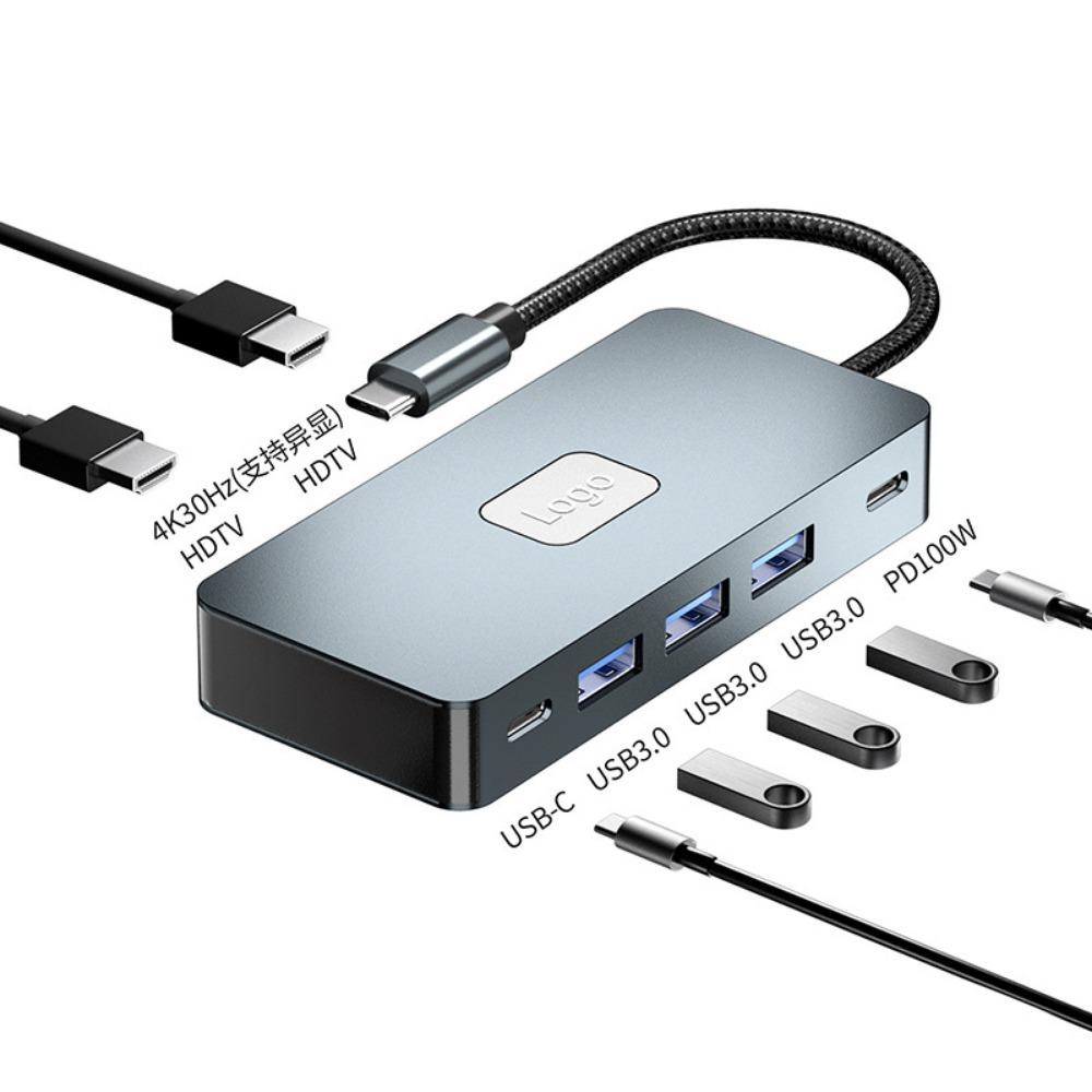 Док-станция типа C с гигабитным Ethernet 4K60Hz USB-концентратором, многопортовым адаптером для ноутбука, ПК MacBook