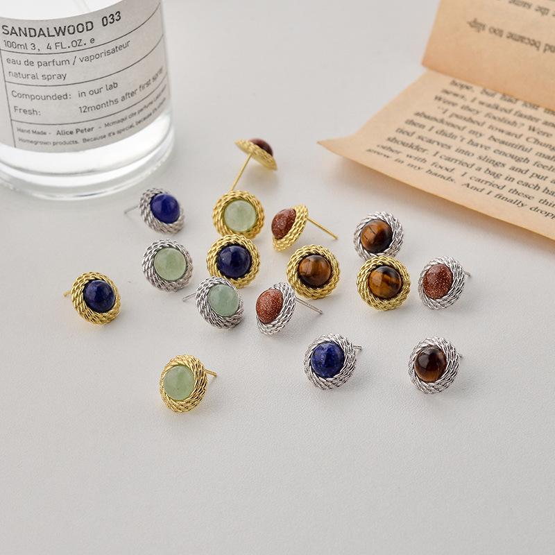 Серьги в стиле ретро во французском стиле, круглые янтарные серьги-закрутки, легкие и элегантные