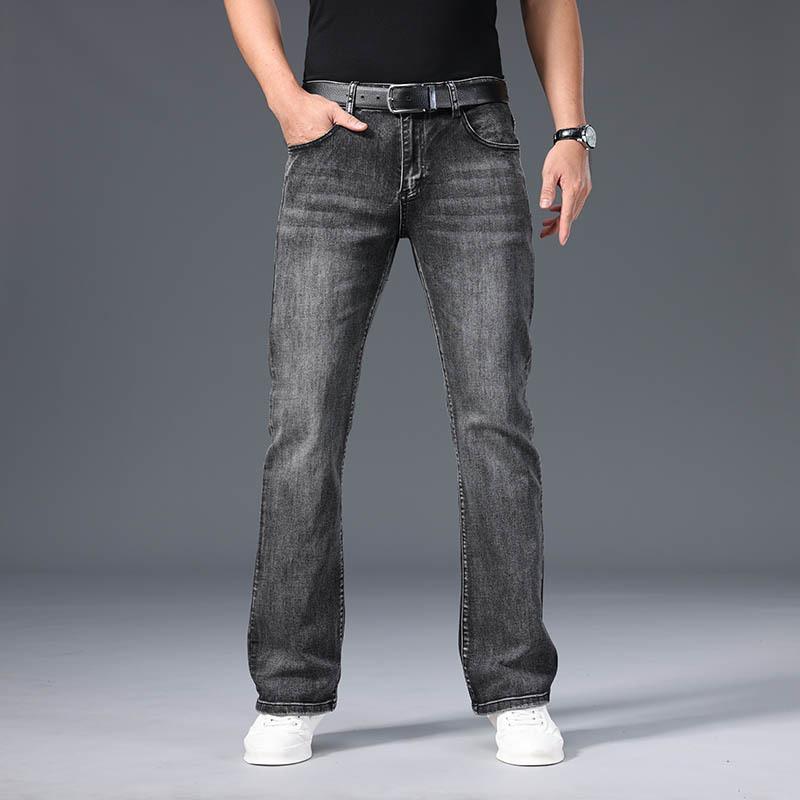 Мужские расклешенные джинсы Мужские свободные джинсы средней талии Мужские дизайнерские классические джинсы из денима