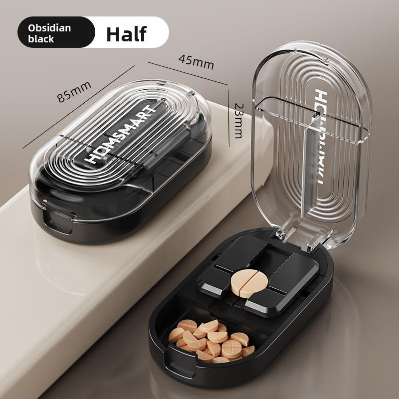 Портативный мини-резак и разделитель таблеток 1/2 1/4 с отделением для хранения для витаминов, лекарств, органайзер, таблетница