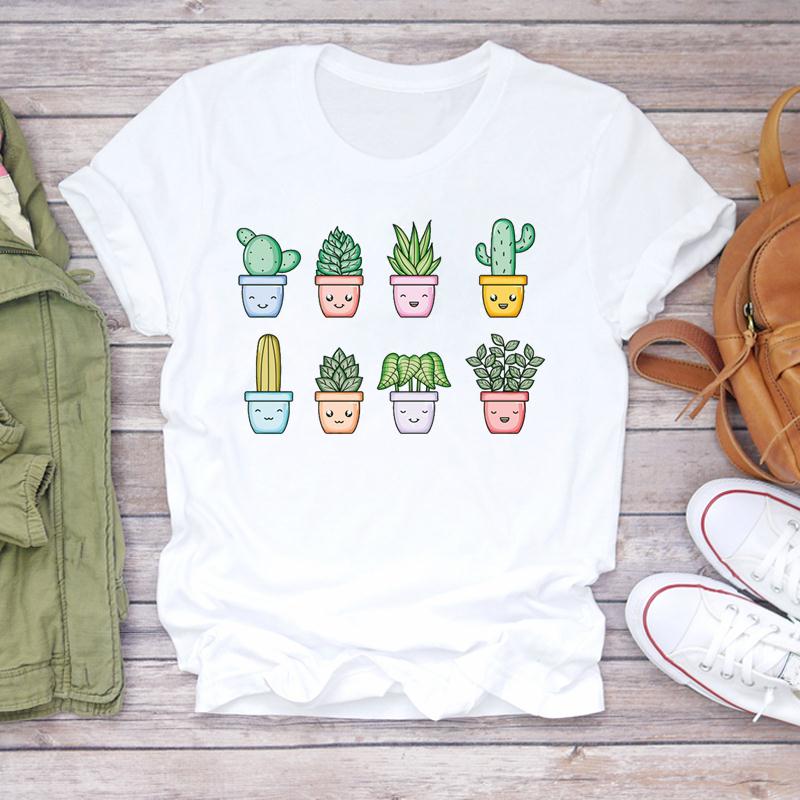 Clothing Fashion Printing 90s Flower Lovely Trend 90s Women Short Sleeve Summer Print Tee Top Tshirt Lady Female Casual Graphic T-shirt