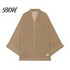 Durable Polyester Blouse Women Stand Collar Shirt, Chinese Frog Button for Early Meditation Clothing Fall, Loose Casual Solid Color Long Sleeve