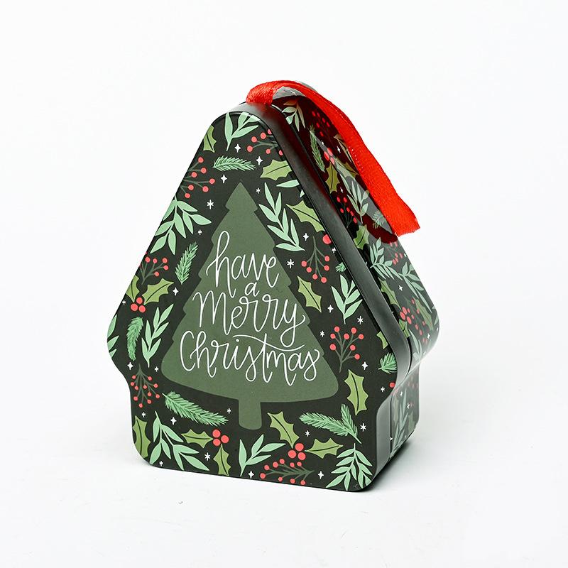 Рождественский домик Форма Рождественская атмосфера Рождественские украшения Банка для шоколада со шнурком Милая коробка для конфет Детская 10,5x8,5x4см