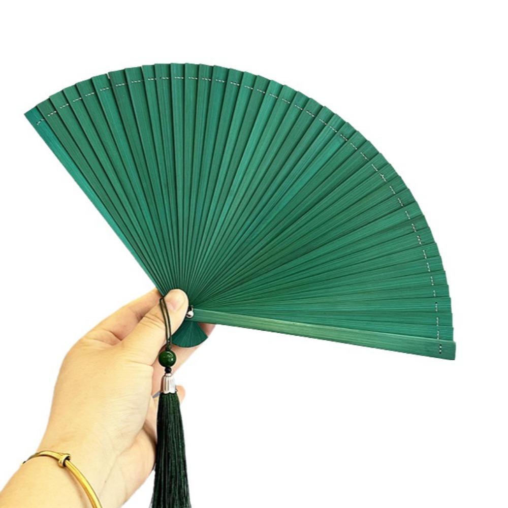 Chinese Style Tassel Folding Fan Solid Color Kimono Fan Elegant Handheld Fans Wedding Party Decor