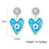 Pinkdudu New Fashion Blue Heart Devil's Eye Drop Earrings Exaggerated Creative Red Green Earring for Women Jewelry PD1244