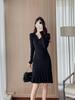 High-End V-Neck French Knitted Midi Fishtail Dress for Autumn/Winter