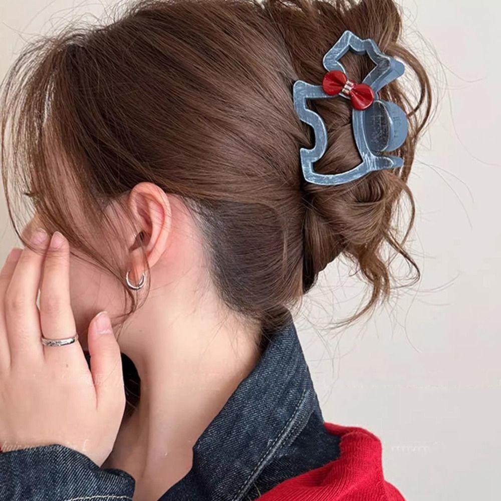Hairpin Hollow Puppy Hair Grab Animal Red Bow Shark Clip Sweet Cartoon Hair Claw Streetwear