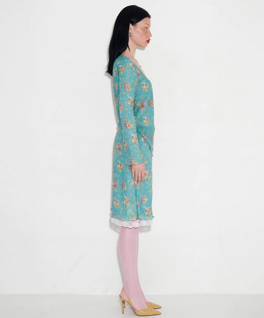 Cecese Rose Pointed Lace Hem Skirt Mint