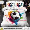 Open Football Theme Down Comforter Cover Set - 2/3pcs, Soft Comfortable Breathable, Sports Pattern Print bedding, Football Sport Print Duvet