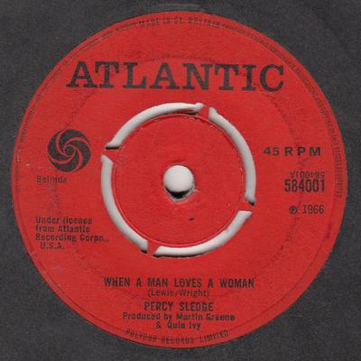 7-дюймовая пластинка PERCY SLEDGE - When A Man Loves A Woman 584001 Atlantic 1960 UK Соул/Фанк Б/У