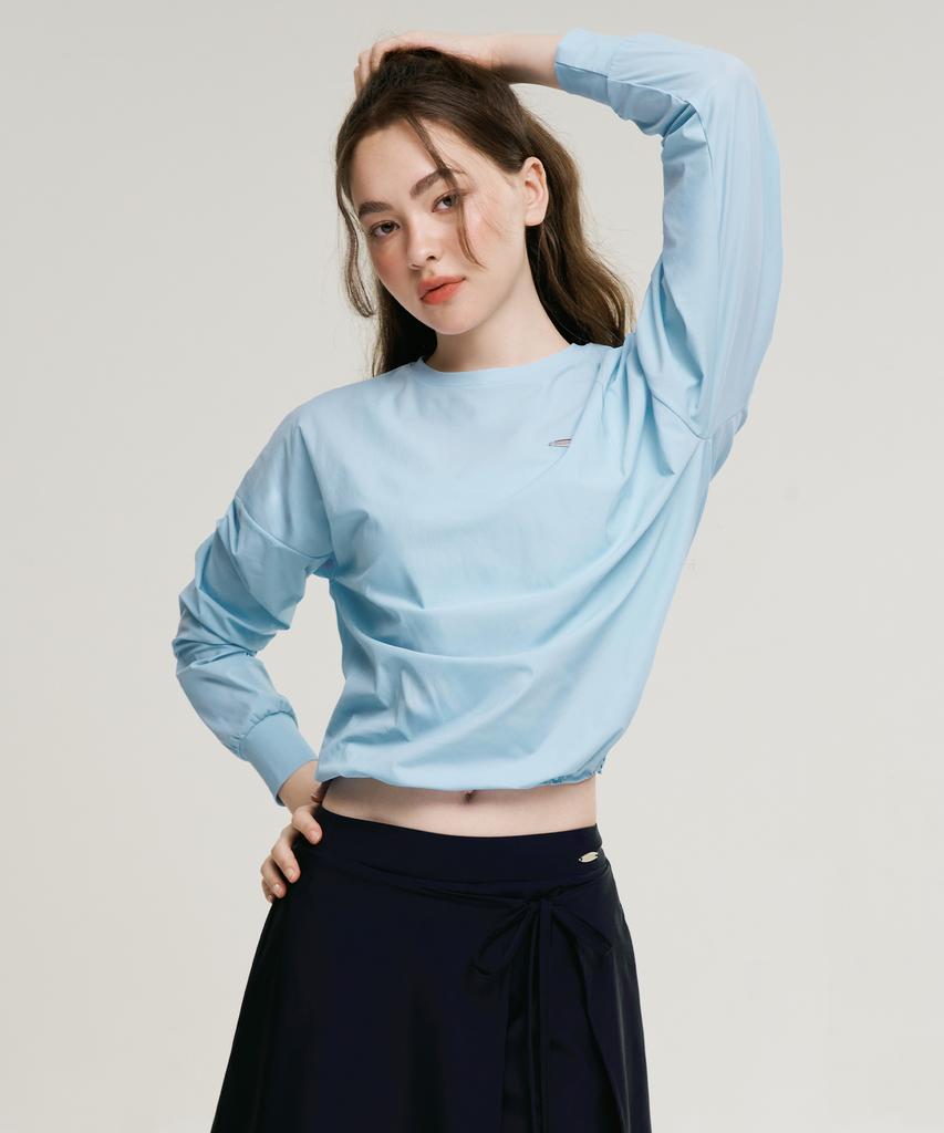 Leijibi Air Pastel Струна Свободный крой Женская с длинным рукавом Защита от солнца Небесно-голубой