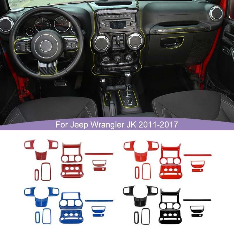 Dashboard Central Control Steering Wheel Co-pilot Handle Decoration Interior Kit Fit for Jeep Wrangler JK 2011-2017 Car Accessories