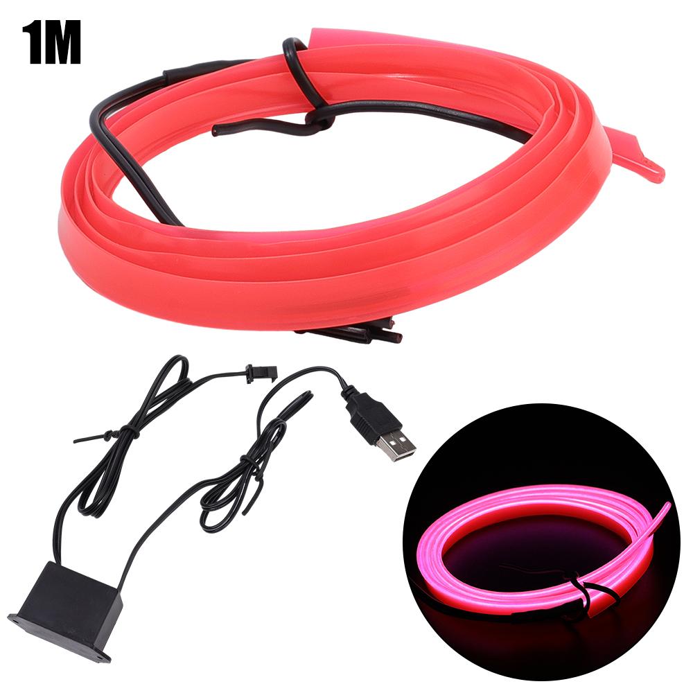 Полоска окружающего света для салона автомобиля, оптоволоконная атмосфера, неоновые светодиодные фонари, USB-вечеринка, декоративные лампы, полоска, авто, DIY, окружающий свет