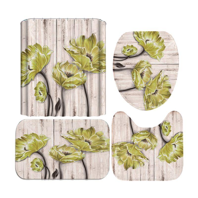 Комплект из 4 предметов: занавеска для душа, коврик для ванной, U-образный коврик и чехол для унитаза, набор из 3D-цифровой печати для ванной комнаты