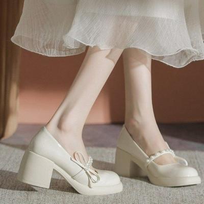 Ретро жемчужный пояс женские плиссированные кожаные туфли женские офисные туфли с бусинами