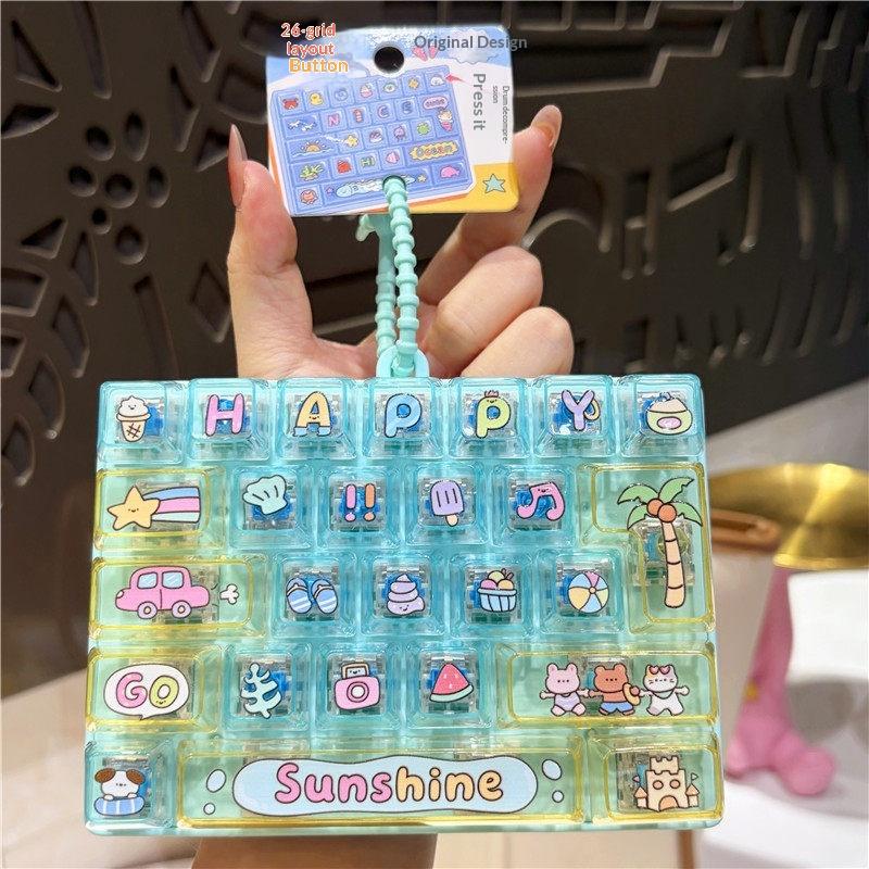 Cute Portable Decompression Toy 26 Key Sensory Push Button Toy Fashion Bag Pendant for Daily Time Killing