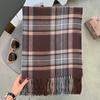 Autumn And Winter Checked Scarf WomenS Japanese Winter Classic Versatile Tassel Thickened Warm Cashmere Scarf