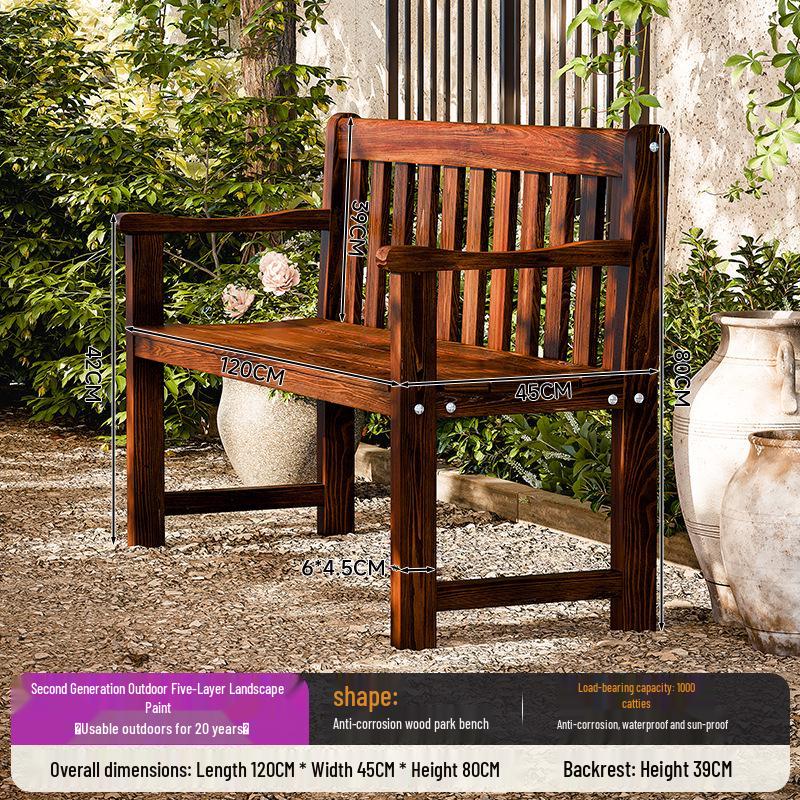 Outdoor Waterproof Anti-corrosion Wood Park Bench with Backrest