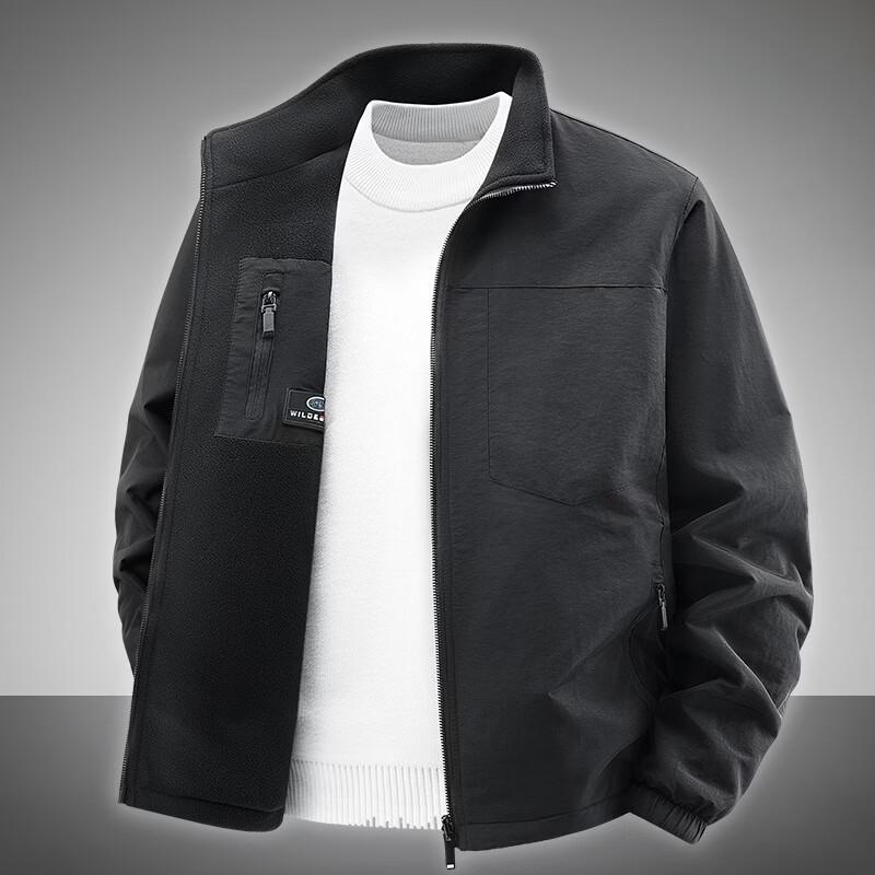 Yalu Men's Fleece-Lined Reversible Stand-Collar Jacket