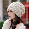 Women's Trendy Winter Knitted Slouchy Hat with Ear Protection, Large Head Circumference, Face-Slimming Design