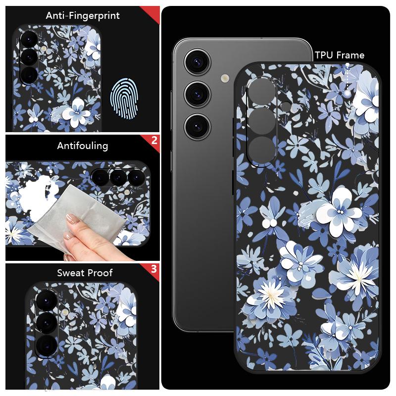 Чехол с цветочным принтом и шнурком для Samsung Galaxy S24 S23 S22 Ultra S21 FE A14 A34 A52 A54 A15 A25 A35 A55 5G A16 A56 S25 Plus S26 Ultra