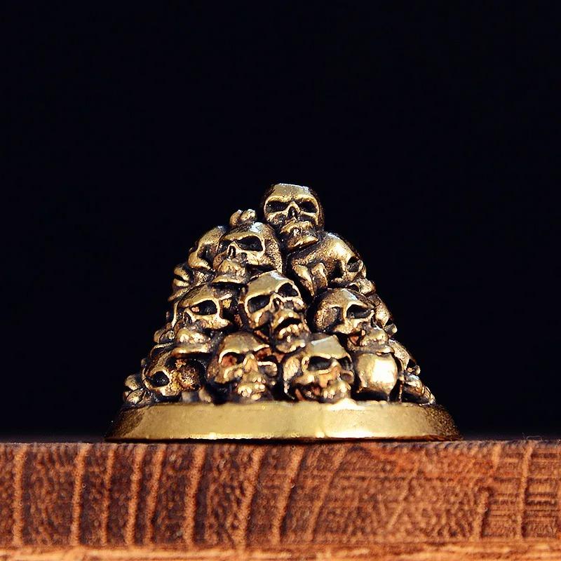 Ретро Латунные Головы Черепов Гора Маленькая Статуэтка Настольное Украшение Панк Фигурки Домашние Поделки Декорации Офисное Настольное Украшение