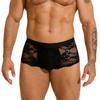 Men's Lace Sexy Underwear With Hollow Transparent Flat Corners 2pc