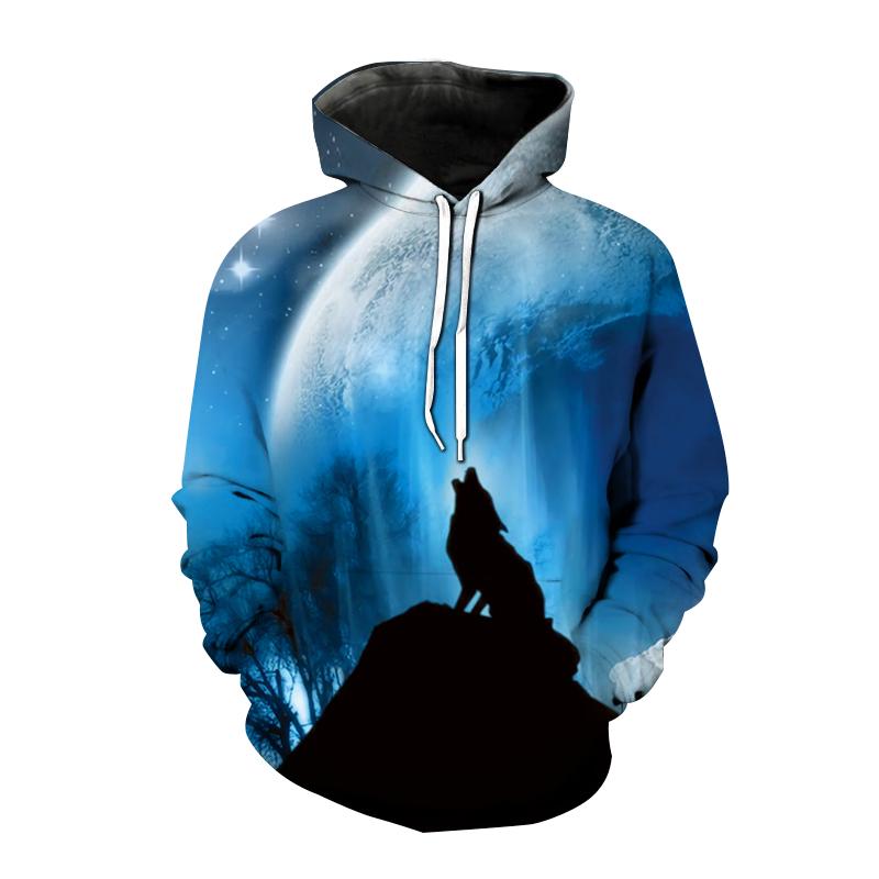 Весенние новые модные толстовки с капюшоном с принтом животных волка 3D для мужчин и женщин повседневная толстовка с капюшоном