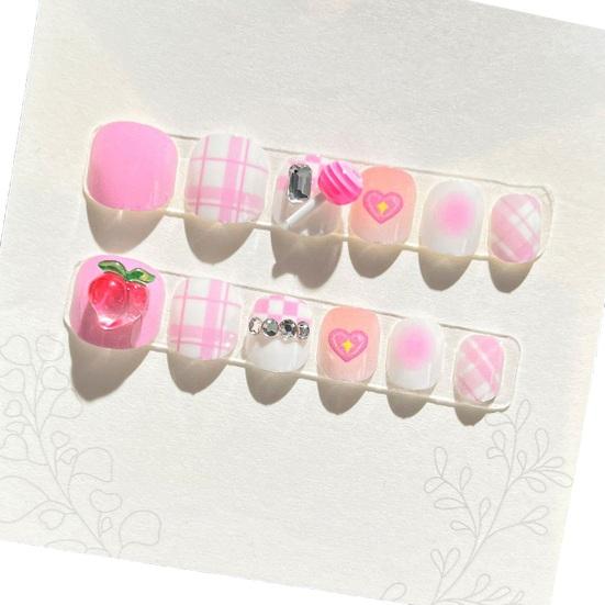 12 шт., детские мультяшные наклейки для дизайна ногтей, милые цветочные облака, сердечные узоры, стразы, наклейки для ногтей, самоклеящиеся накладные ногти, художественное украшение «сделай сам»