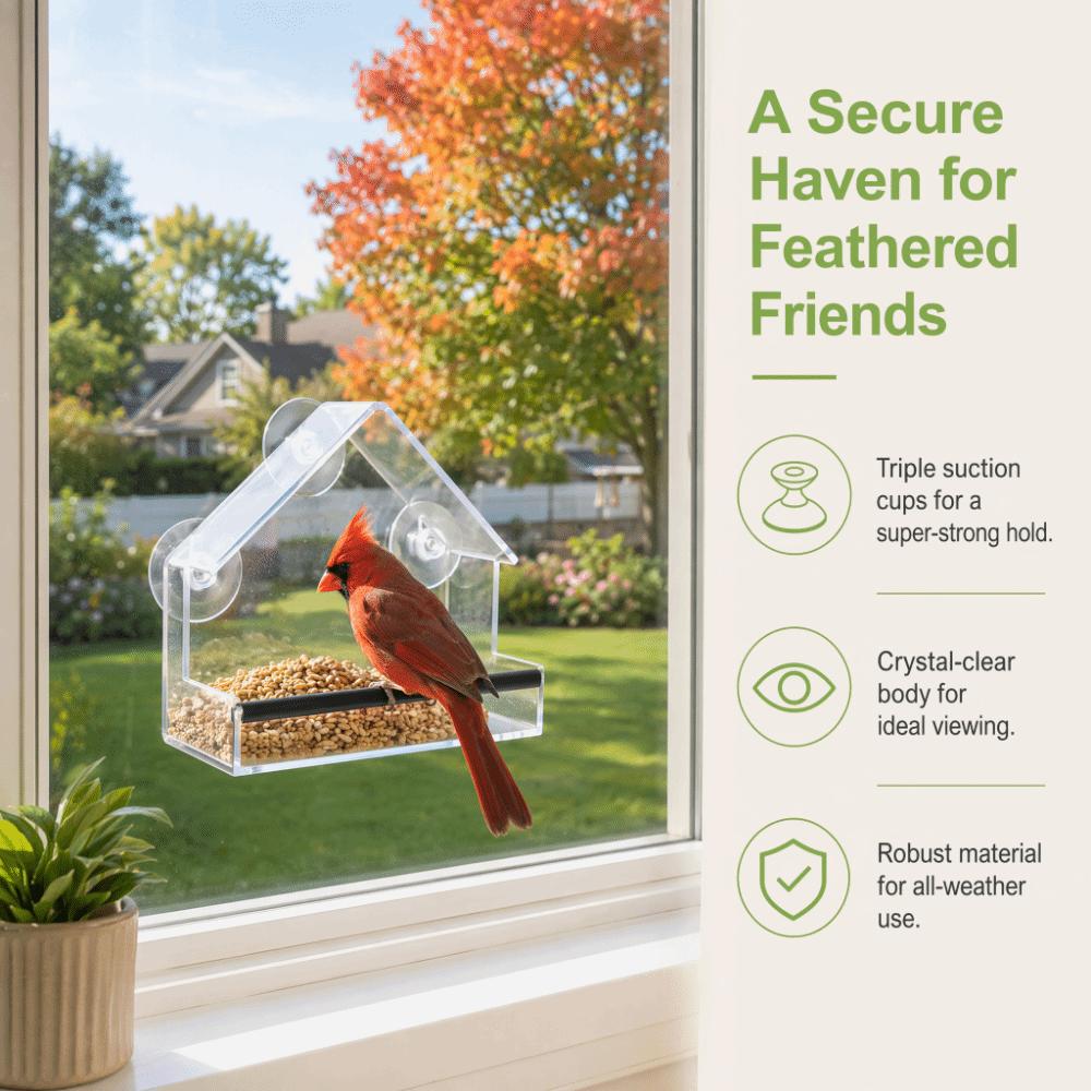 PS Hanging Bird Feeder Transparent Outdoor Bird Feeder High Capacity Wild Bird Feeder Backyard