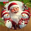 Christmas Wooden Sign with Santa Claus & Snowman Pattern - Navidad Round Sign for Front Door, Wall Hanging Decor - Ideal Christmas Decoration