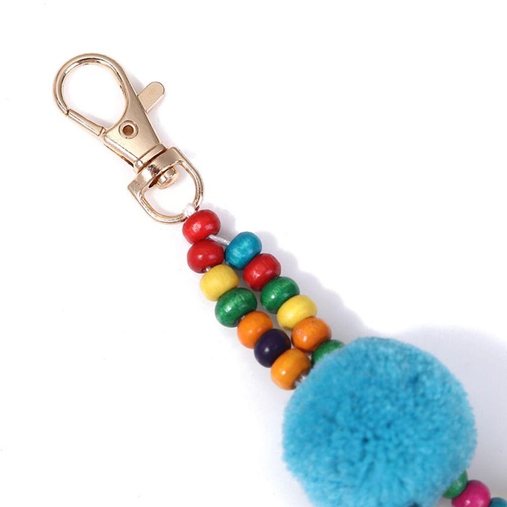 Boho Style Boho Style Hair Ball Tassel Keychain Colorful Boho Style Keyring Girls
