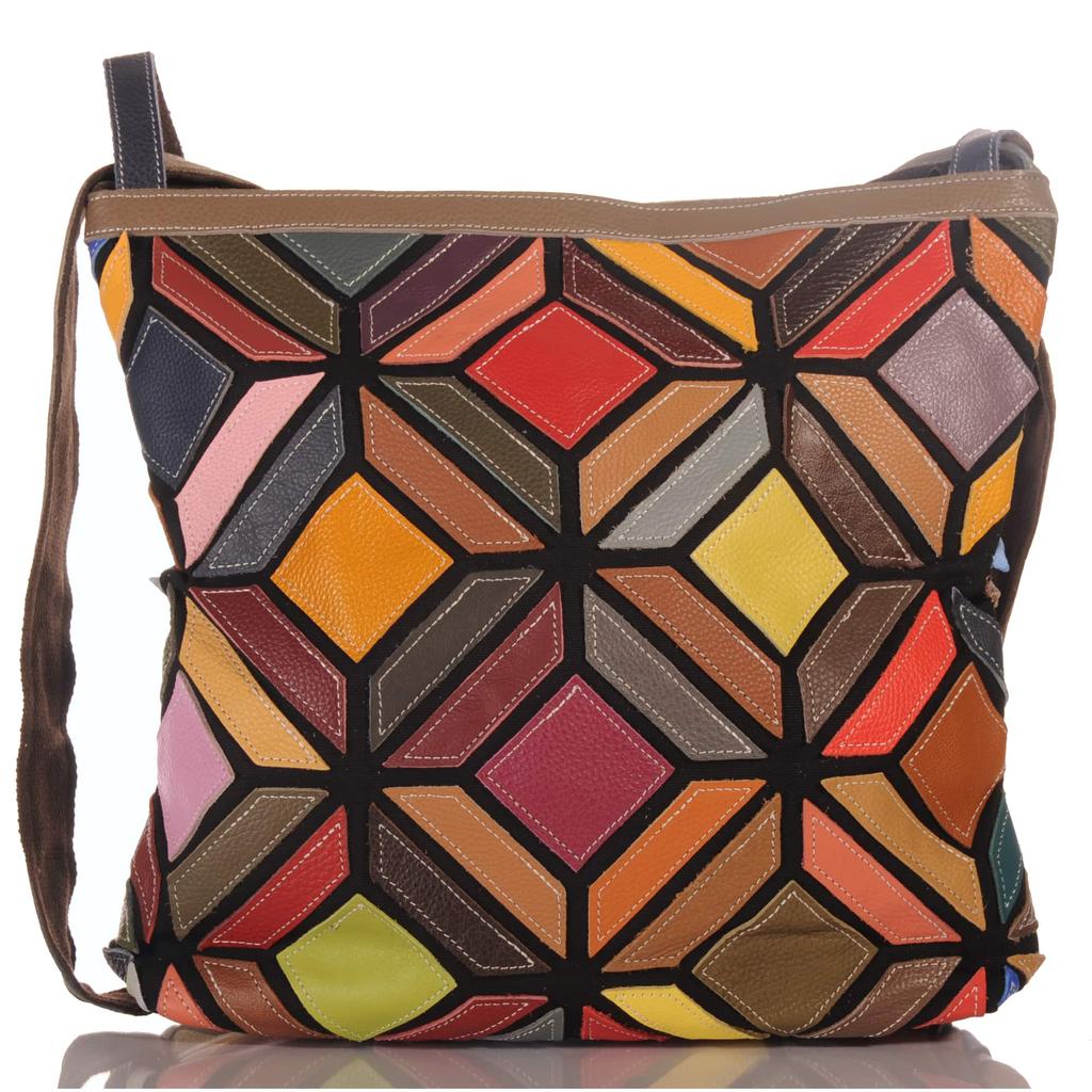 Women's Leather Shoulder Bag – Patchwork Design