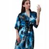 Lightweight Women' Morning Bathrobe With Blue Accents - A Gift For Her