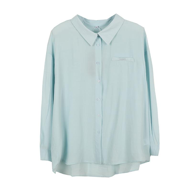 Korean gentle, simple and generous shirt women's spring new large-size women's clothing to cover meat and sun protection, with 210176.