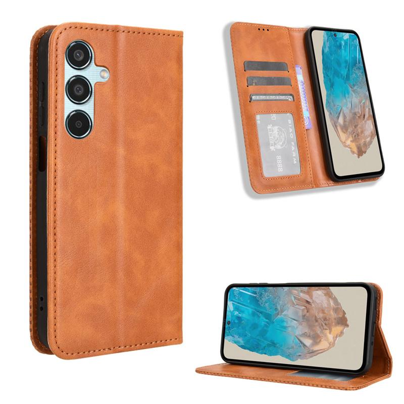 For Samsung Galaxy M35 5G Leather Retro Self-attaching Phone Case Of For SM-M356B/DS Case Flip Magnetic Wallet Cover