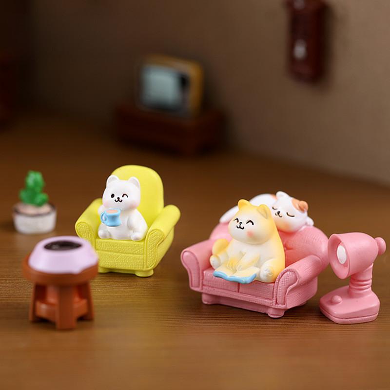 Cute Cartoon Resin Cat Ornaments For Daily Life Scenes And Miniature Decor