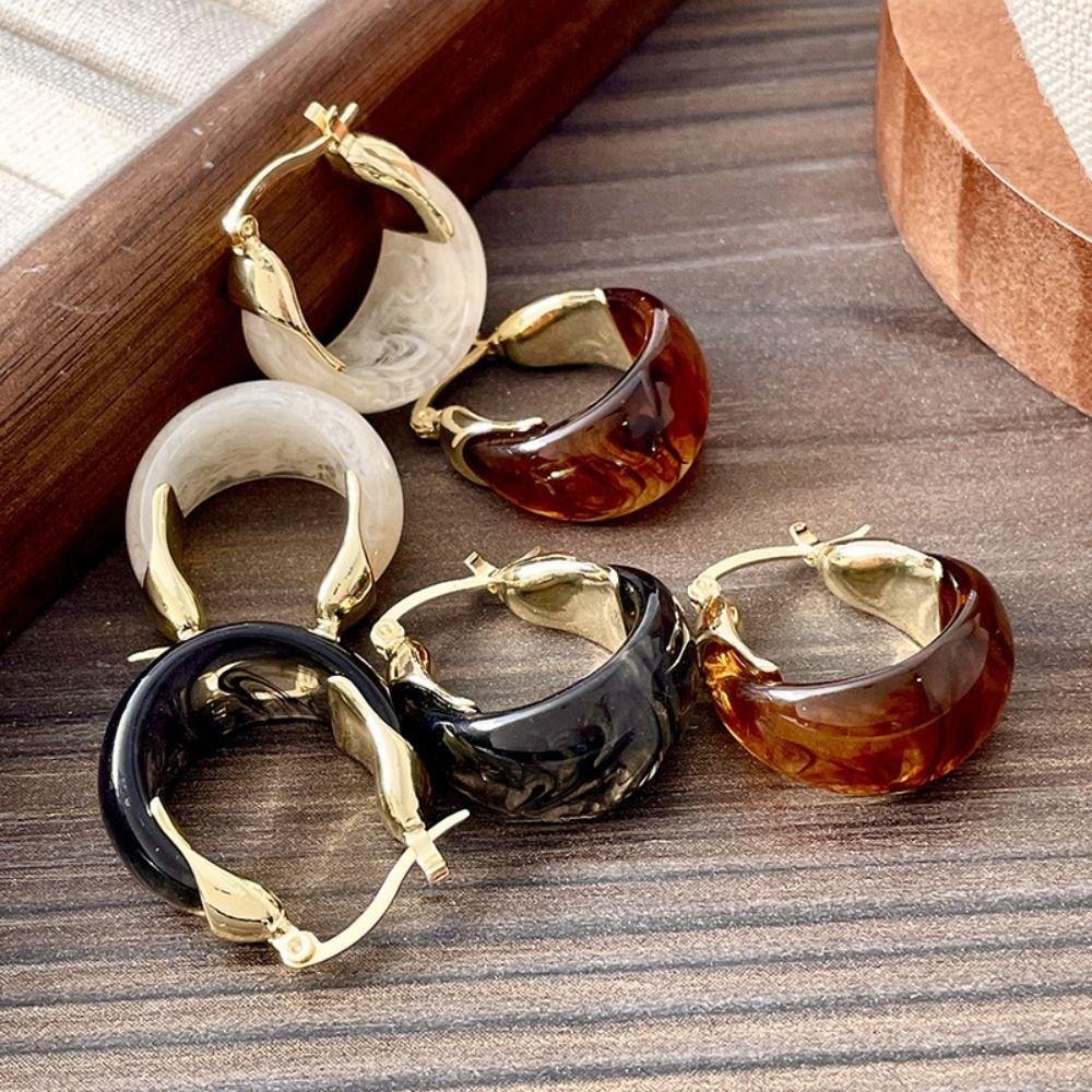 Circle Round Earring Jewelry Accessories Hoop Ear Buckle Trendy Resin Hoop Earrings  Wedding