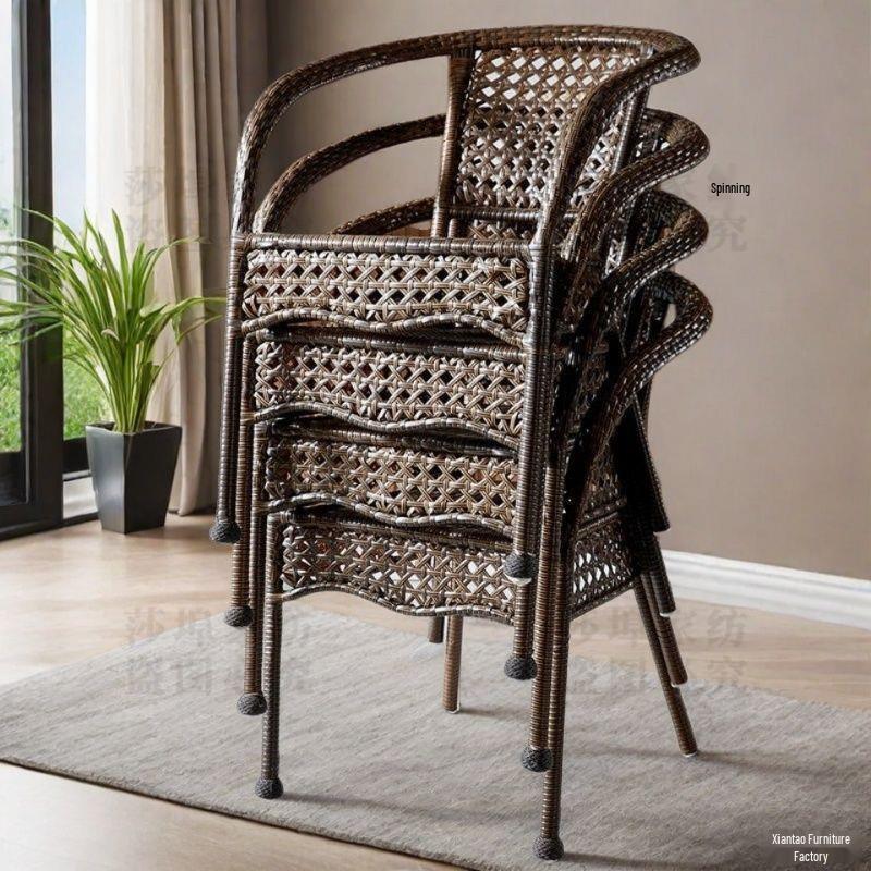 Элегантное водонепроницаемое плетеное кресло из ротанга ручной работы - Утолщенное, высококачественный дизайн для дома