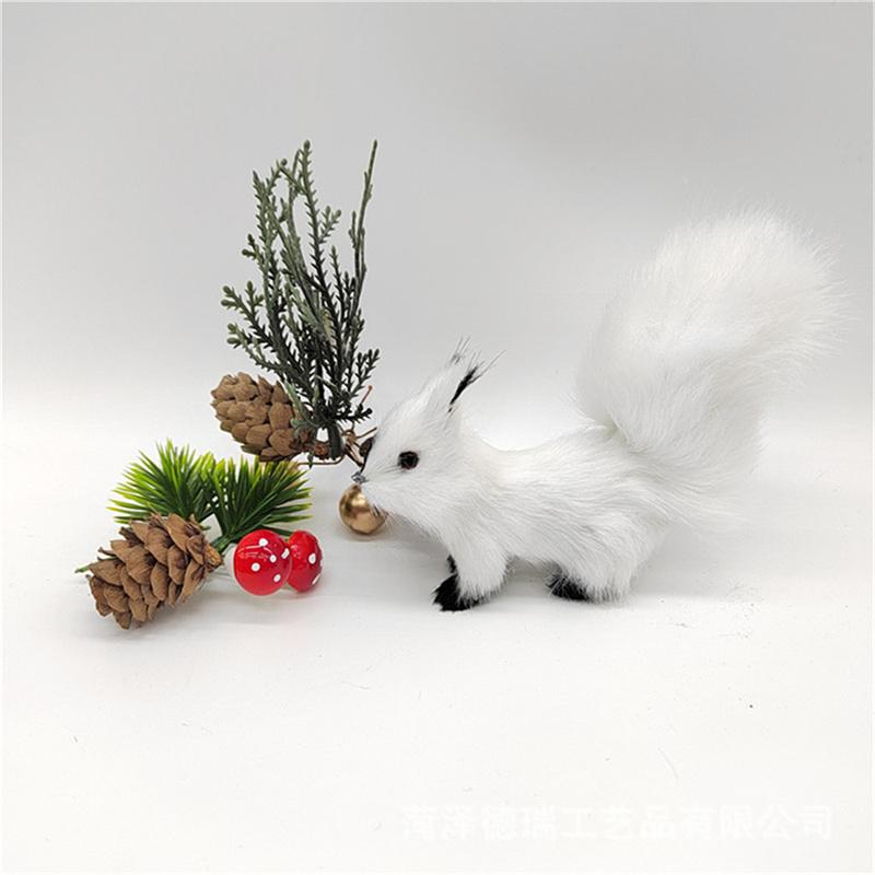 Mini Simulation Squirrel Plush Animal Ornament Christmas Table Decorations Children Birthday Gift Cute Squirrel Miniatures Craft