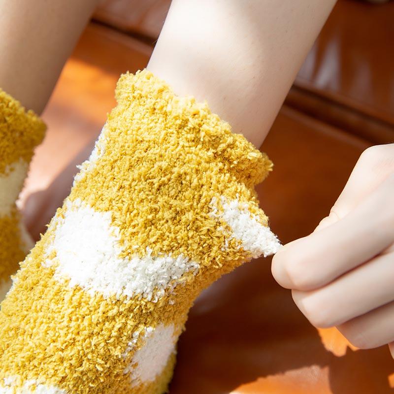 5 Pairs Pairs Women's Coral Velvet Mid-tube Socks Autumn and Winter Velvet Reinforced Warm Towel Socks Floor Socks