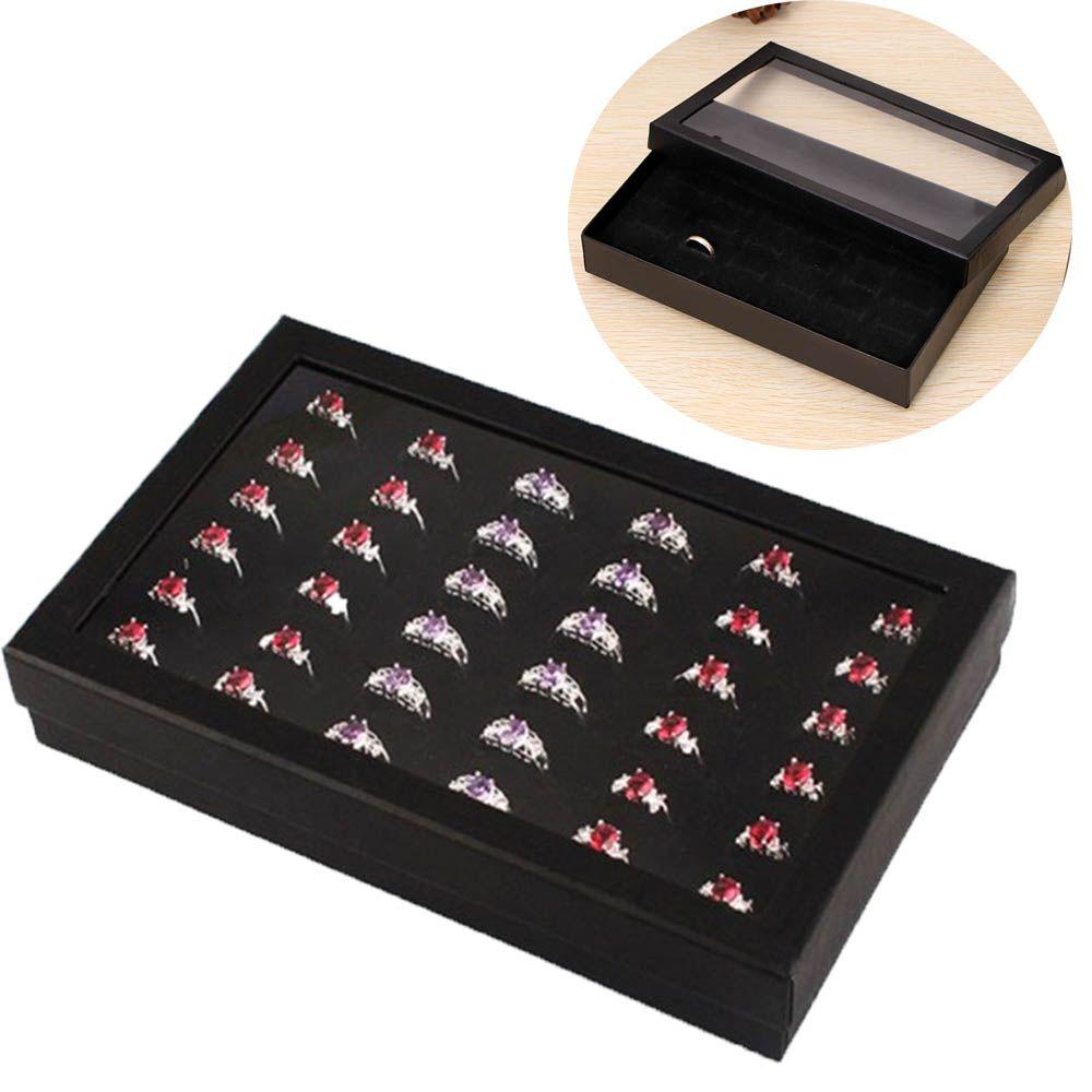 Stud Practical Portable 36 Slots Jewelry Packaging Box Ring Storage Case Jewelry Organizer Holder