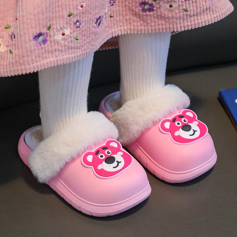 The Inner Liner Can Be Removed Children's Cotton Slippers Winter Indoor Girls Baby Non-Slip Thickened Warm Cute
