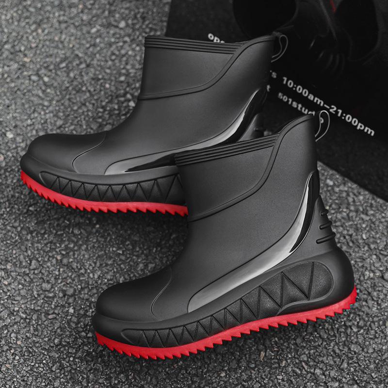 Модная дождевая обувь мужская короткая труба верхняя одежда мягкая подошва водонепроницаемая обувь для рыбалки на открытом воздухе нескользящие кухонные резиновые сапоги обувь для автомойки