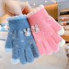 Cute Cartoon Children Full Fingers Gloves Thickened Windproof Gloves New Kids Knitted Gloves
