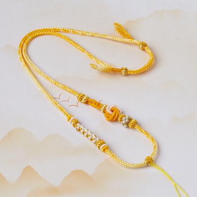 Ожерелье-мандала ручной работы: Высококачественный плетеный шнурок-подвеска из цветков персика