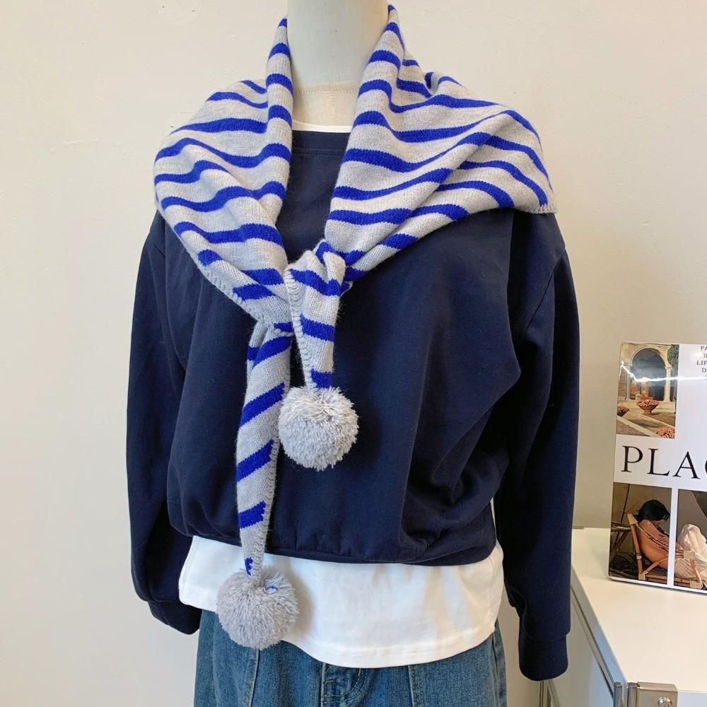 Warm Neck Wrap Shawl Striped Pattern Shoulder Cape Scarf New Knitted Scarf Autumn Winter